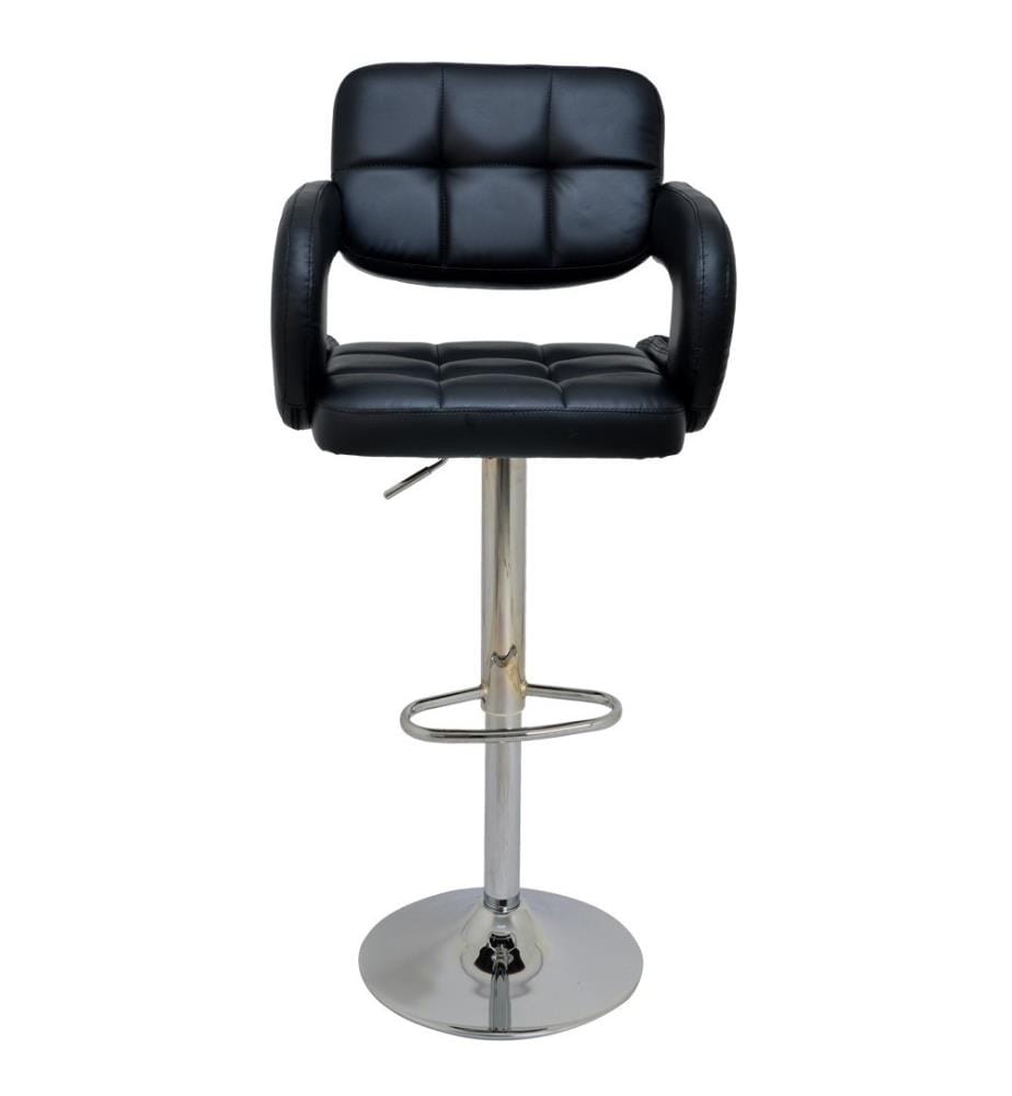 Tabouret de bar, noir argent, polyuréthane