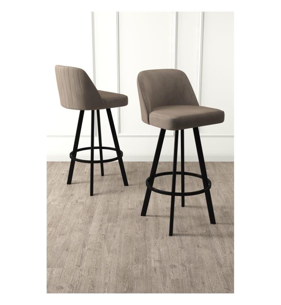 Ensemble de tabourets de bar, 4 pièces, cappuccino, noir, structure : 100 % métal