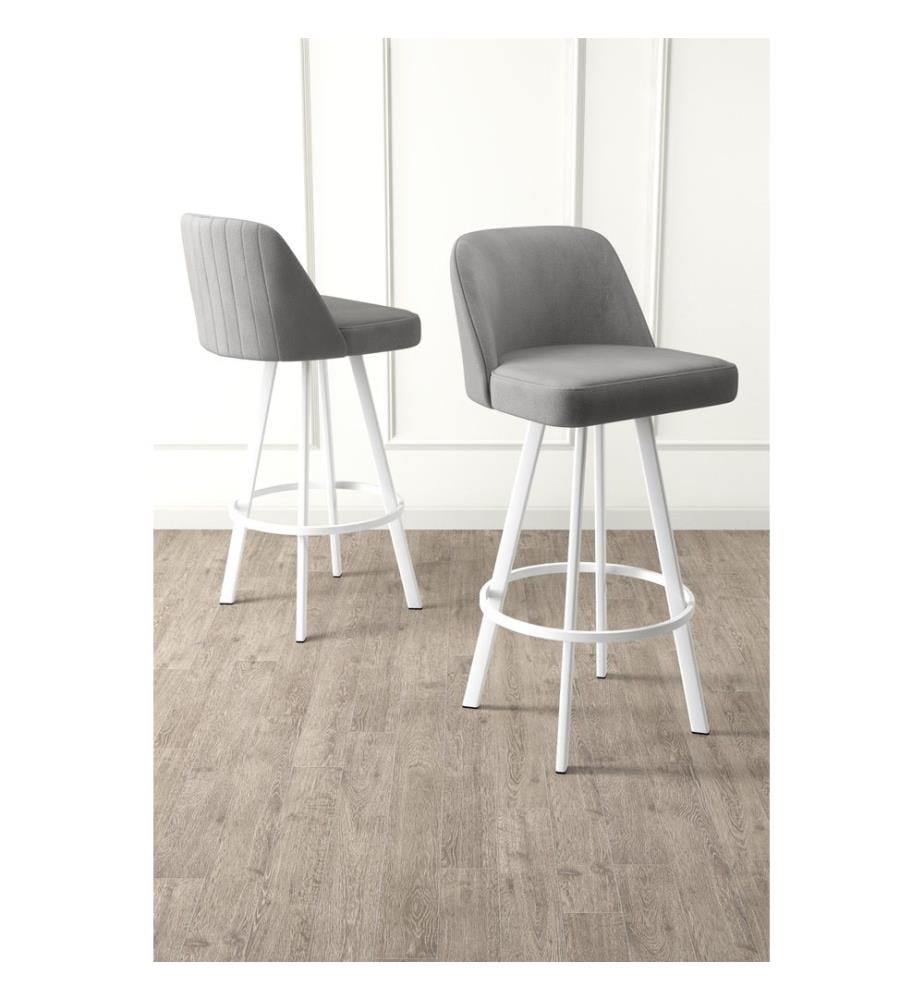Ensemble de tabourets de bar, 4 pièces, gris, blanc, structure : 100 % métal