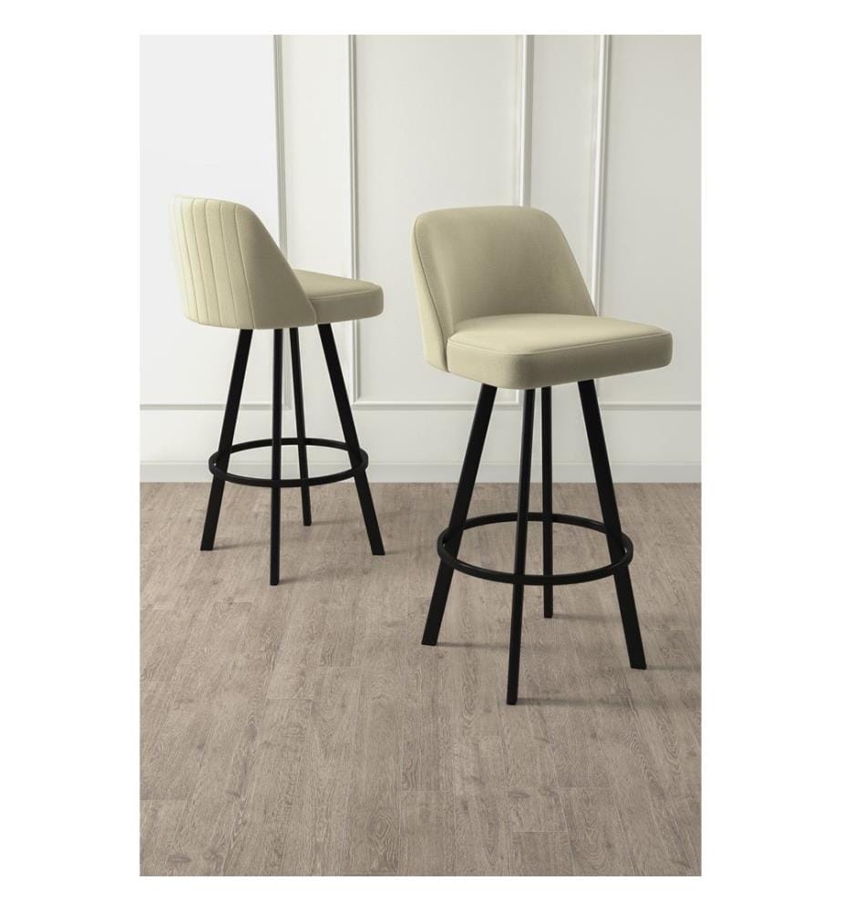 Ensemble de tabourets de bar, 6 pièces, crème, noir, structure : 100 % métal
