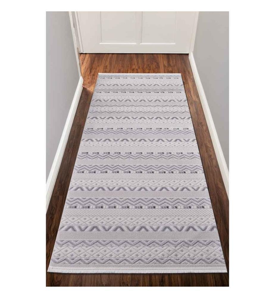 Tapis de hall, gris, 100% acrylique, 80 x 250 cm