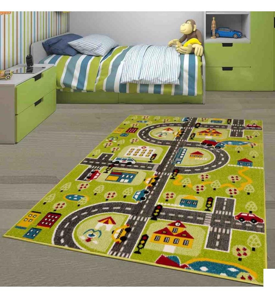 Tapis, vert, gris, jaune, rouge, bleu, 60% polypropylène - 40% jute, 160 x 230 cm