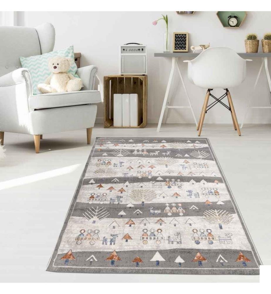 Tapis, gris, 100% polyester, 100 x 300 cm