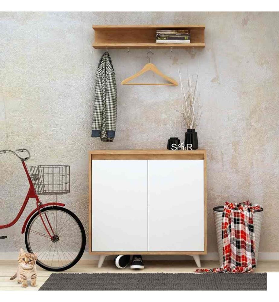 Hall Stand, Chêne Blanc, Panneau de particules mélaminé