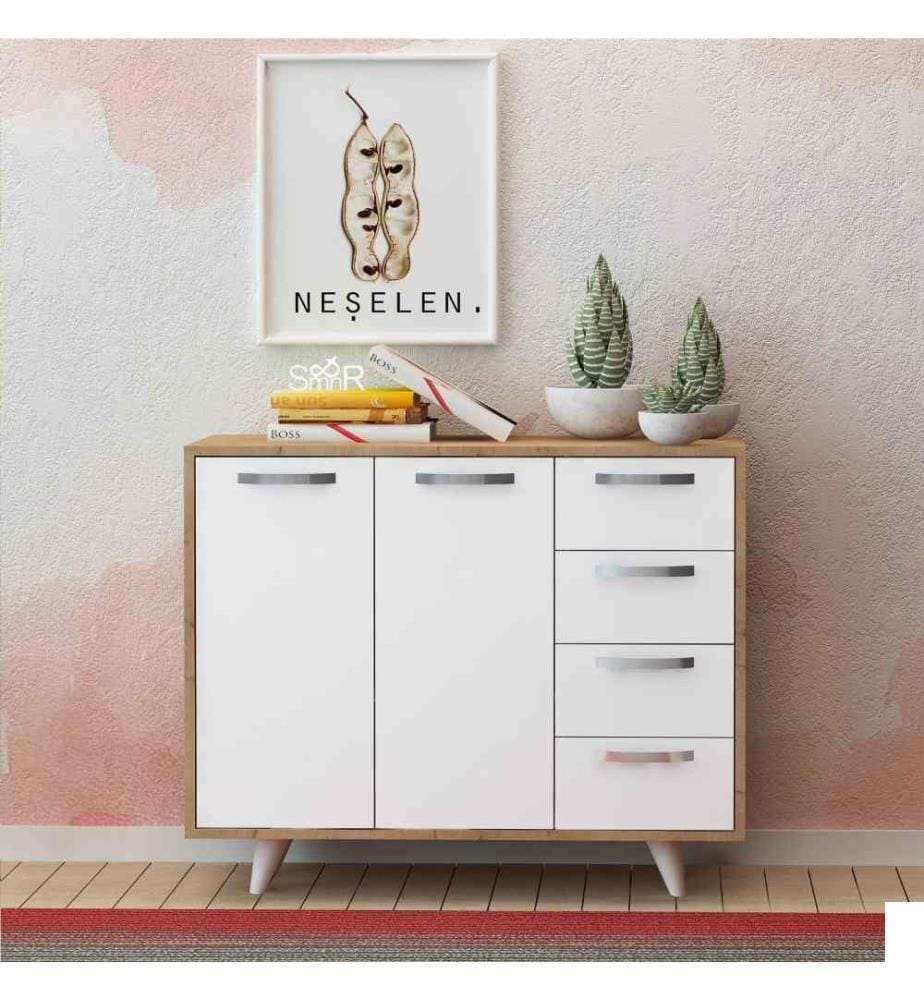 Armoire multifonctions, chêne blanc, panneau de particules mélaminé
