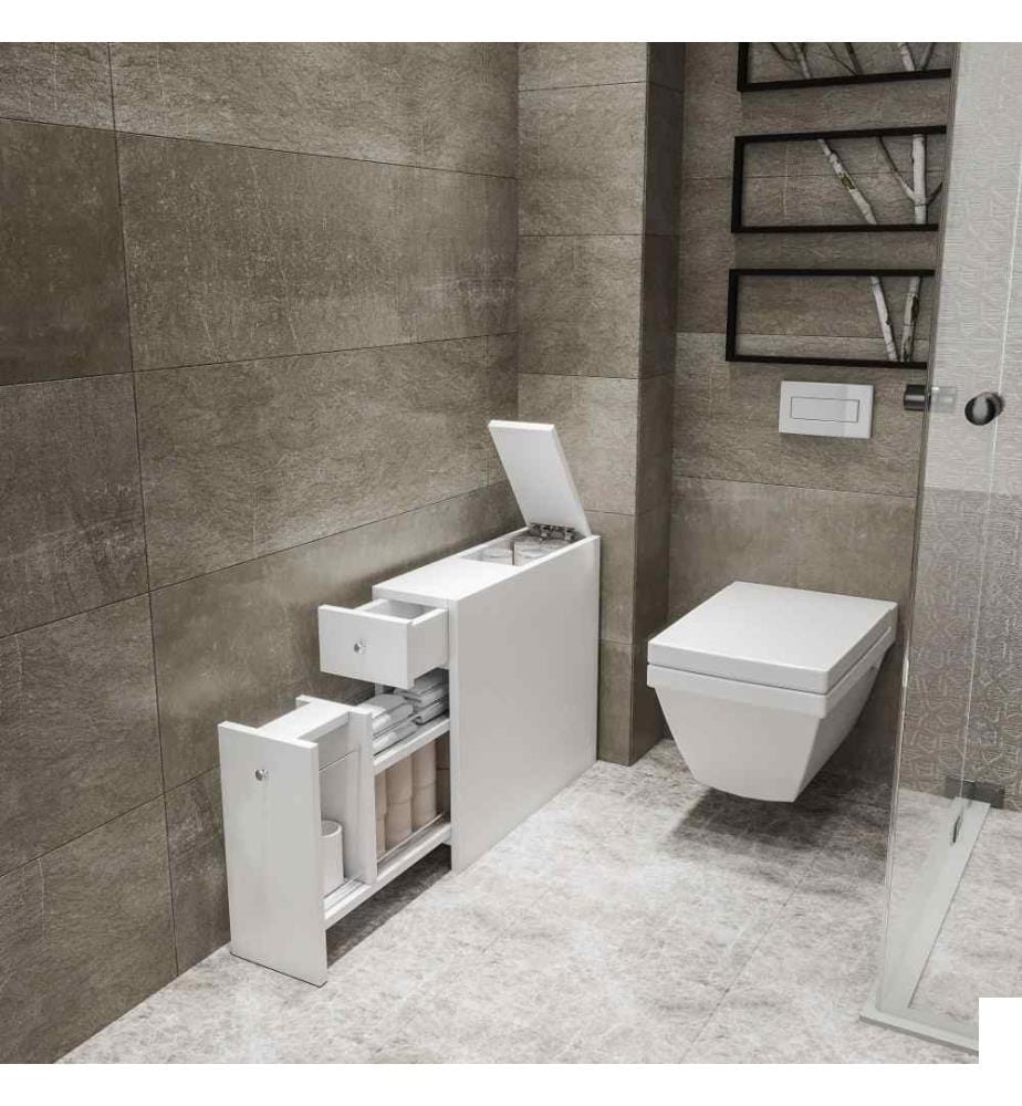 Armoire de toilette, blanc, panneau de particules mélaminé