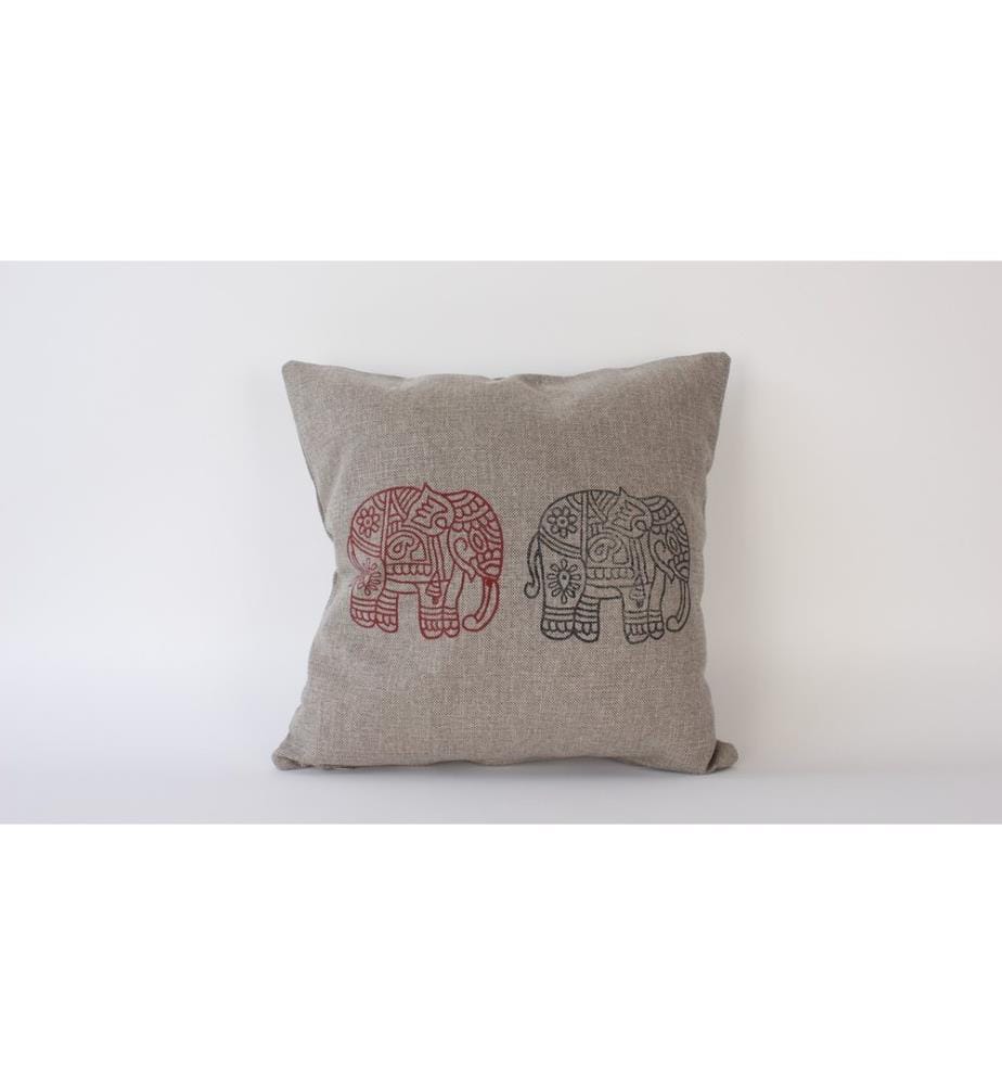 Housse de coussin, marron, 100 % LIN