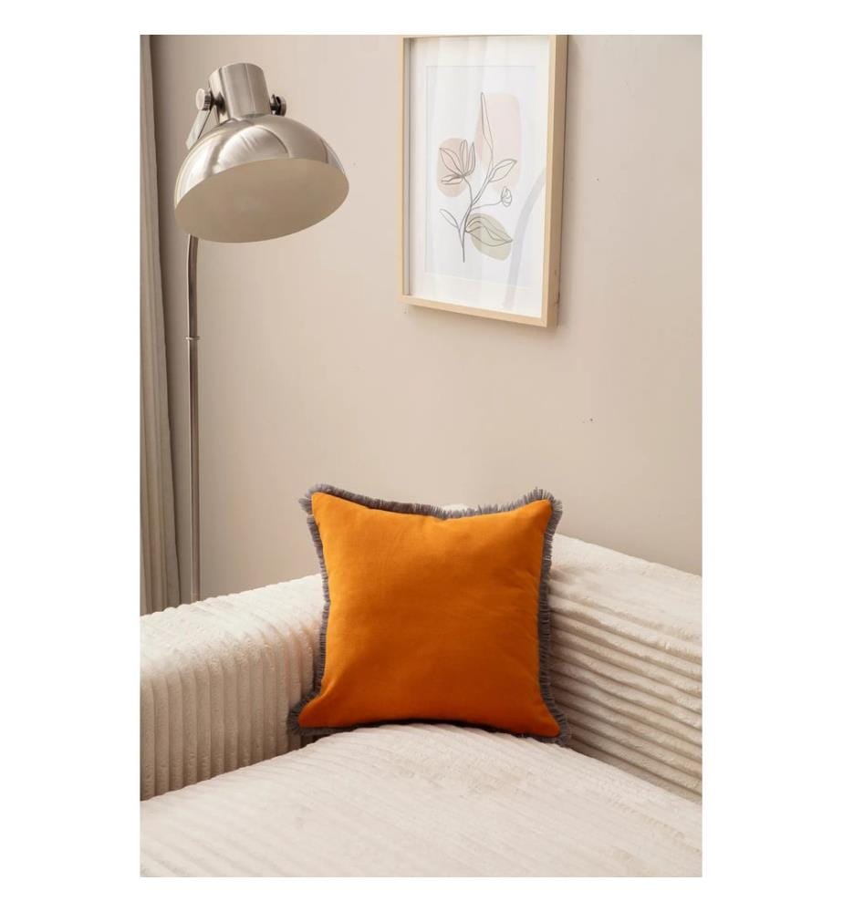Housse de coussin, orange, tissu : 100 % POLYESTER