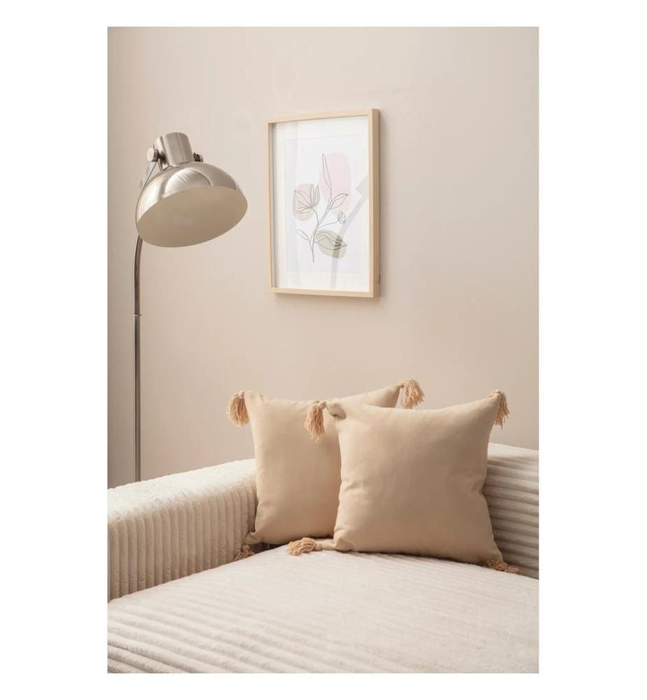 Ensemble de housses de coussin, 2 pièces, beige, tissu : 100 % POLYESTER