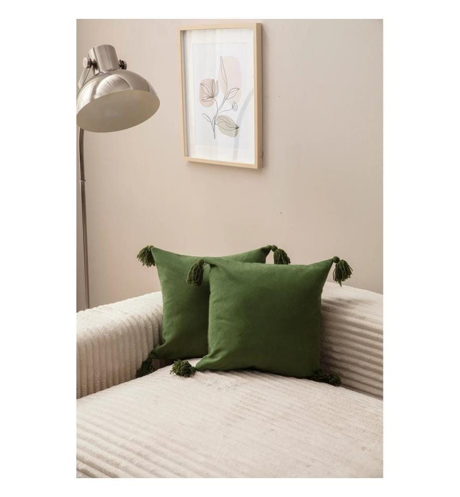 Ensemble de housses de coussin, 2 pièces, vert, tissu : 100 % POLYESTER