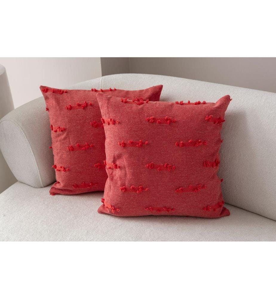 Ensemble de housses de coussin, 2 pièces, rouge, tissu : 100 % POLYESTER