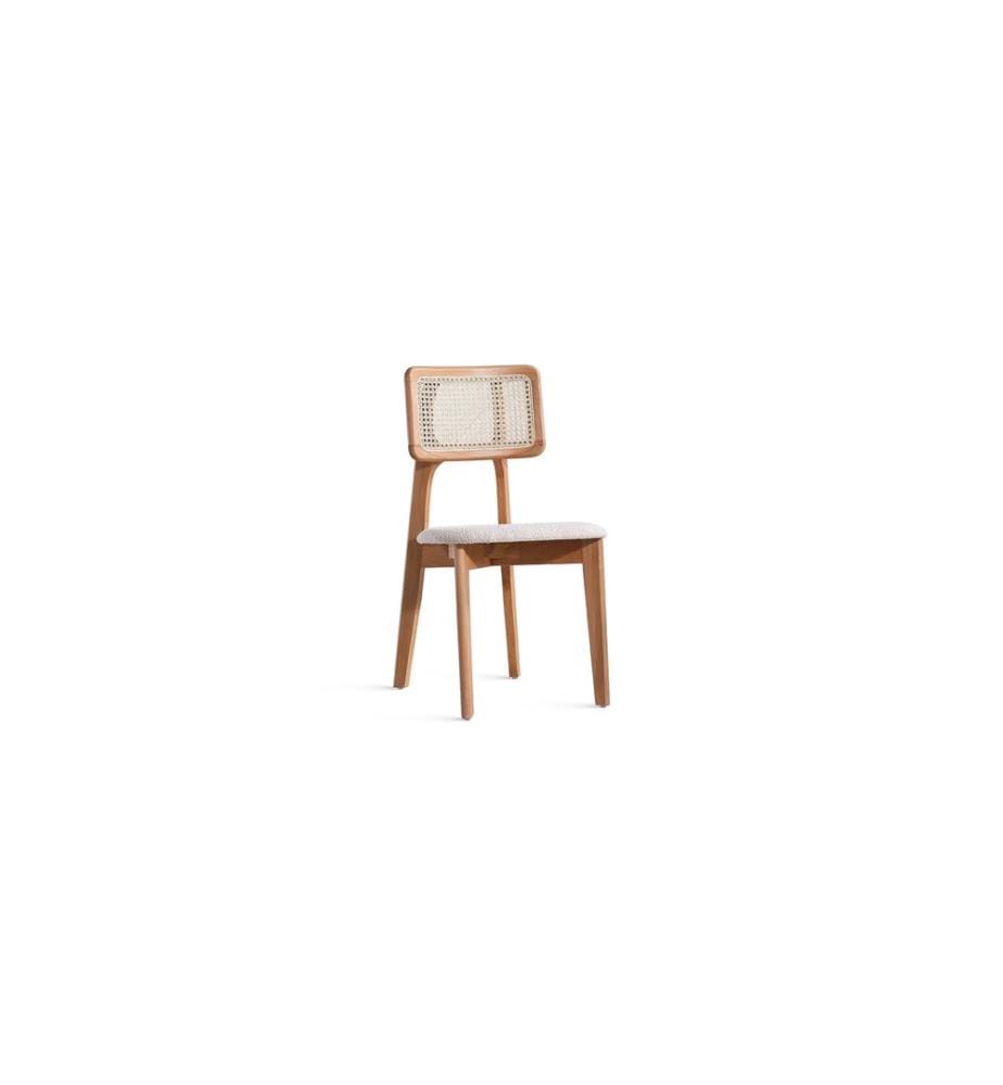 Chaise, naturelle, 100 % BOIS DE HÊTRE, tissu Teddy
