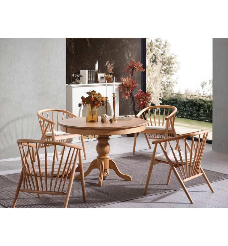 Table à rallonges, naturelle, 100 % BOIS DE HÊTRE