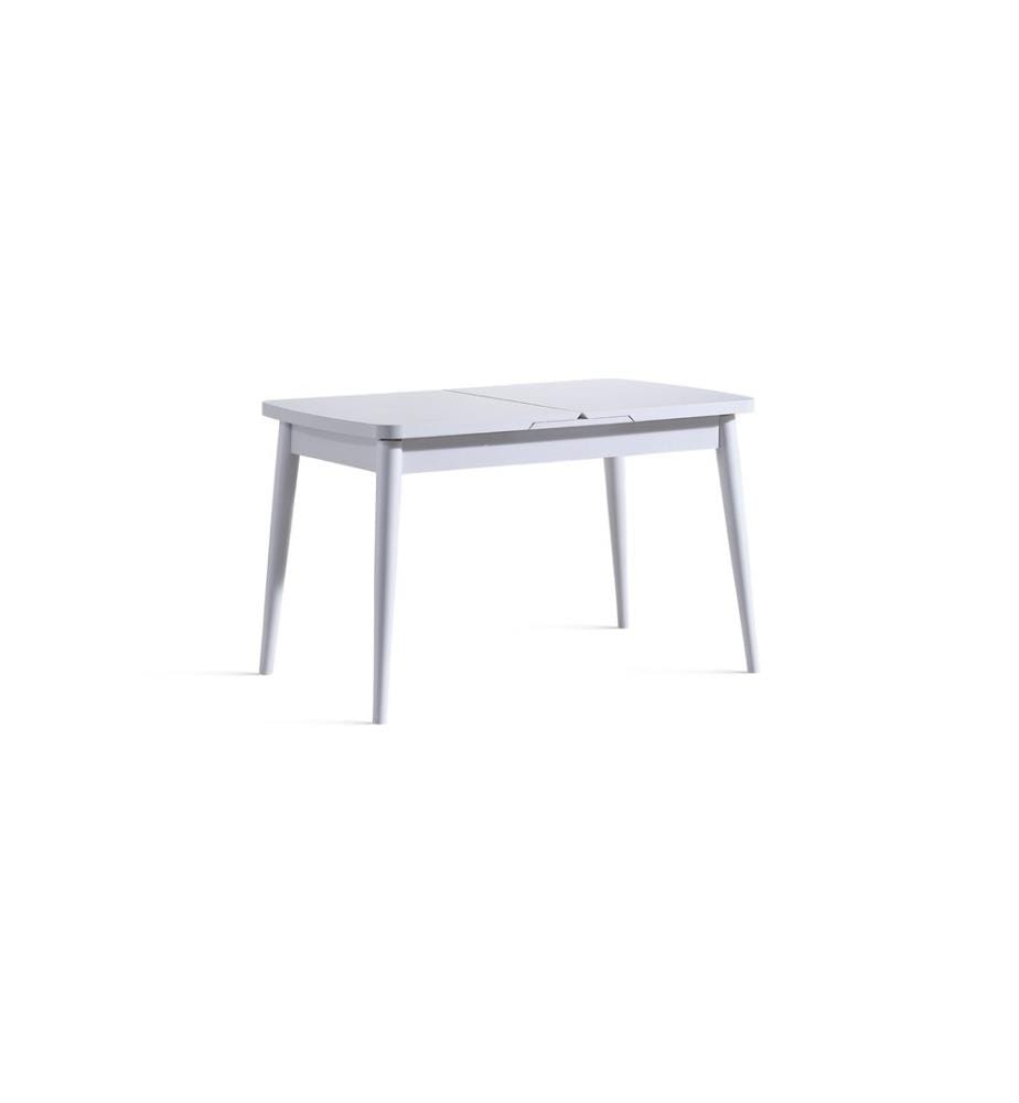 Table à rallonges, blanche, 100 % BOIS DE HÊTRE