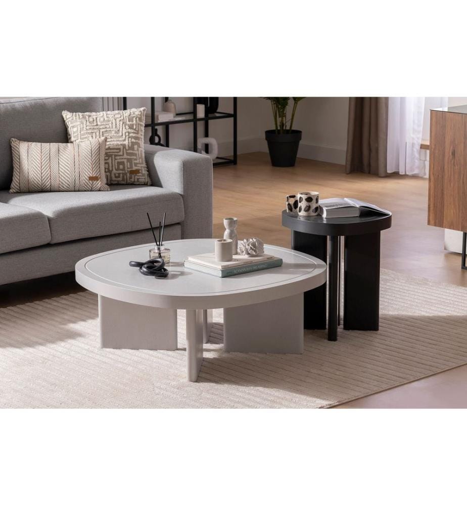 Table basse, Gris, MDF, Pieds en bois