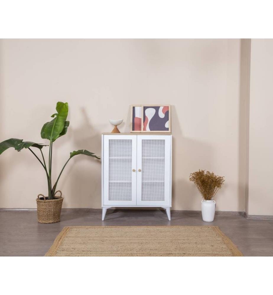 Buffet, blanc, chêne, 100 % MDF