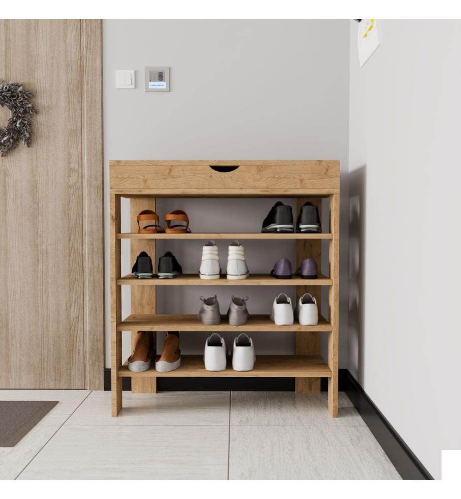 Meuble à chaussures, chêne, 100 % aggloméré mélaminé