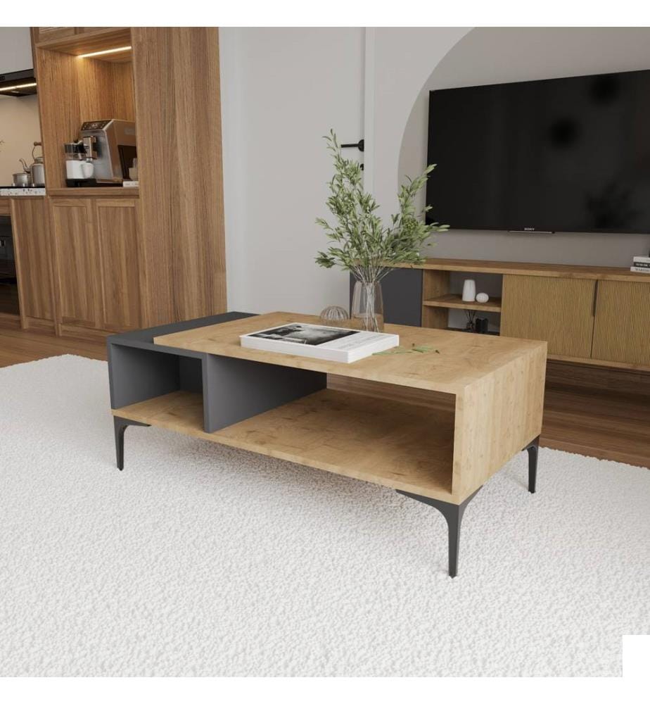 Table basse, anthracite, chêne, 100 % PANNEAU DE PARTICULES DE BOIS ENDUIT DE MÉLAMINE