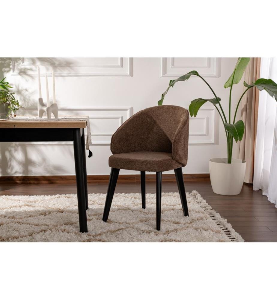 Ensemble de chaises, 2 pièces, marron, noir, structure : 100 % HÊTRE, tissu : 100 % COTON, pieds en bois
