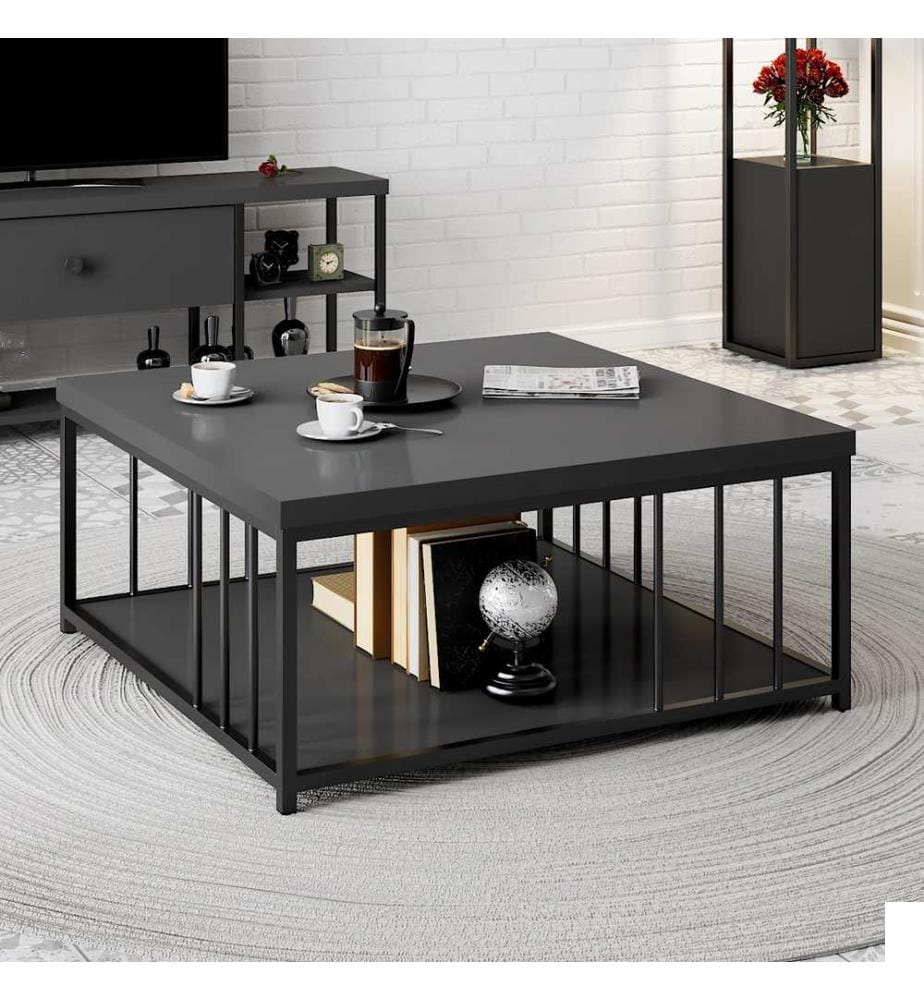 Table Basse, Anthracite Plaque De Particules Recouvertes De Mélamine Noire, 100%