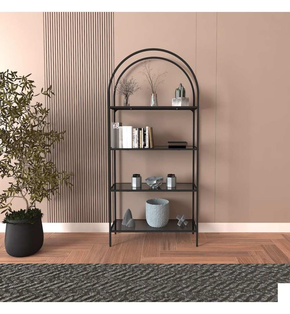 Bibliothèque, noir, 100% verre trempé