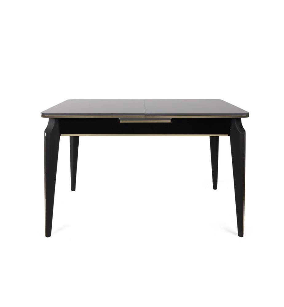 Table à rallonges, Anthracite, Or, Noir, Panneau de particules mélaminé, Pieds en métal