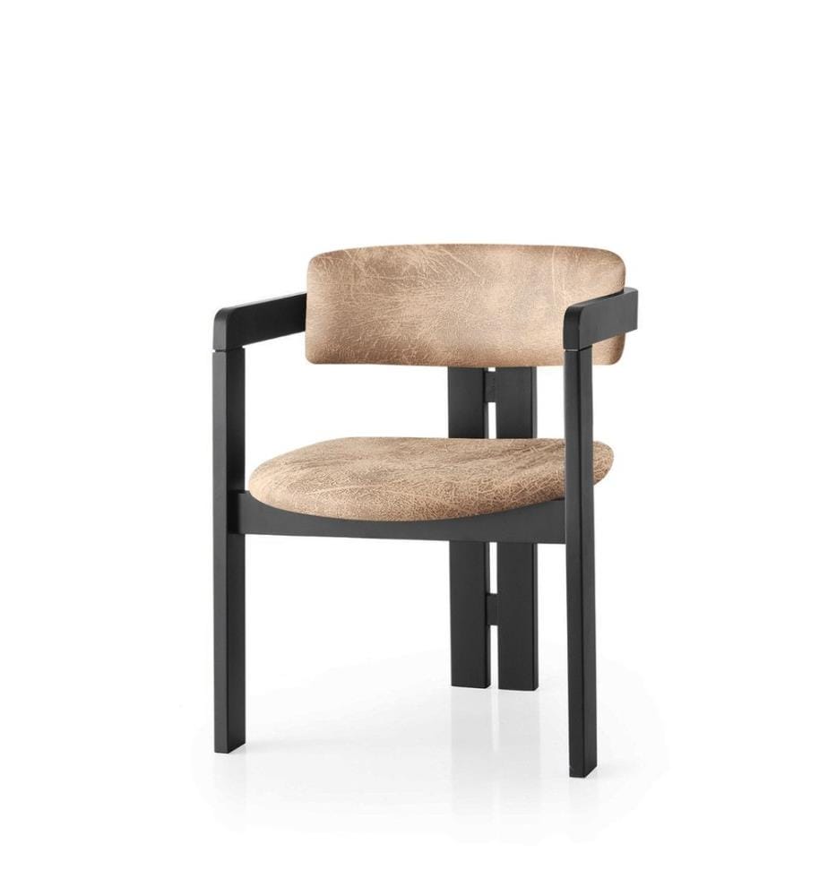 Chaise, noire, beige, châssis : Bois