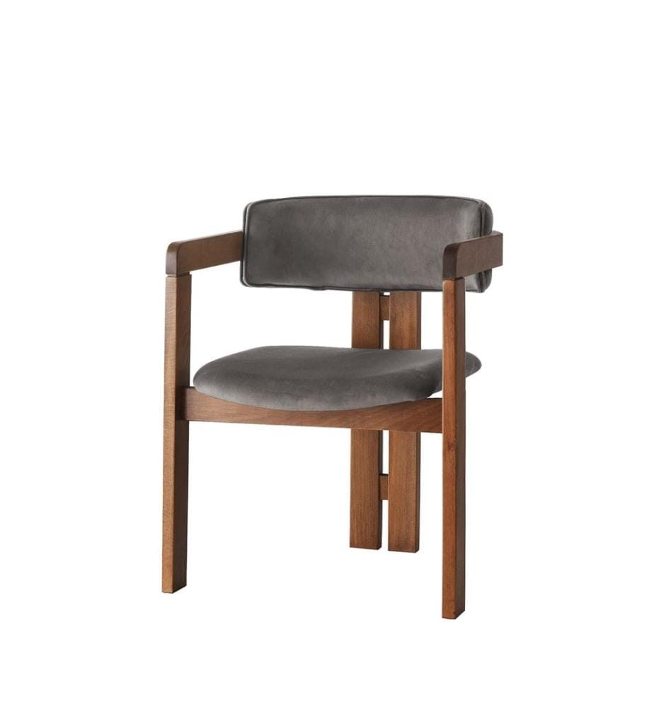 Chaise, Noyer, Anthracite, Châssis : Bois