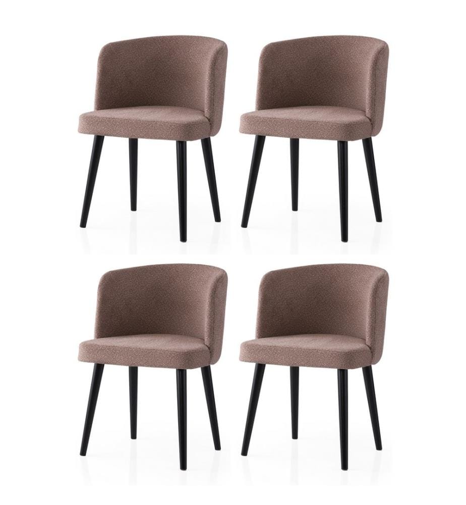 Ensemble de chaises, 4 pièces, noir, vison, structure : 100 % FER, assise : PANNEAU DE PARTICULES REVÊTU DE MÉLAMINE, pieds en bois de hêtre