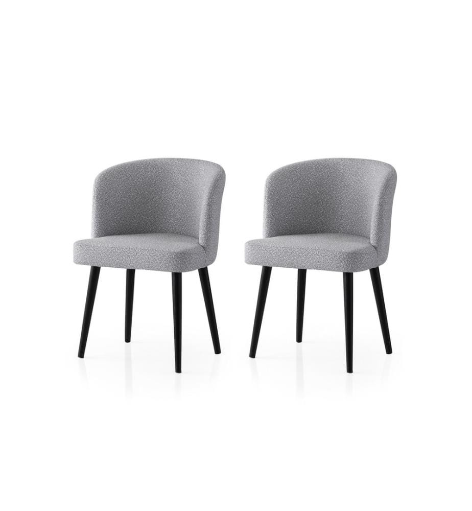 Ensemble de chaises, 2 pièces, noir, gris clair, structure : 100 % FER, assise : PANNEAU DE PARTICULES REVÊTU DE MÉLAMINE, pieds en bois de hêtre