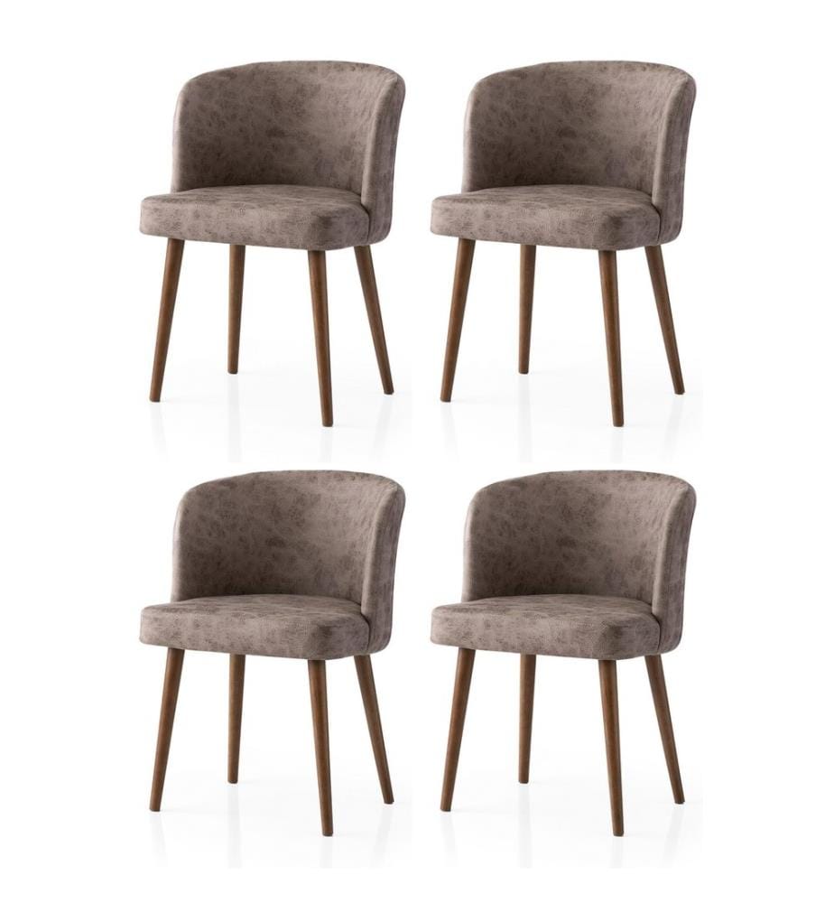 Ensemble de chaises, 4 pièces, noir, vison, structure : 100 % FER, assise : PANNEAU DE PARTICULES REVÊTU DE MÉLAMINE, pieds en bois de hêtre