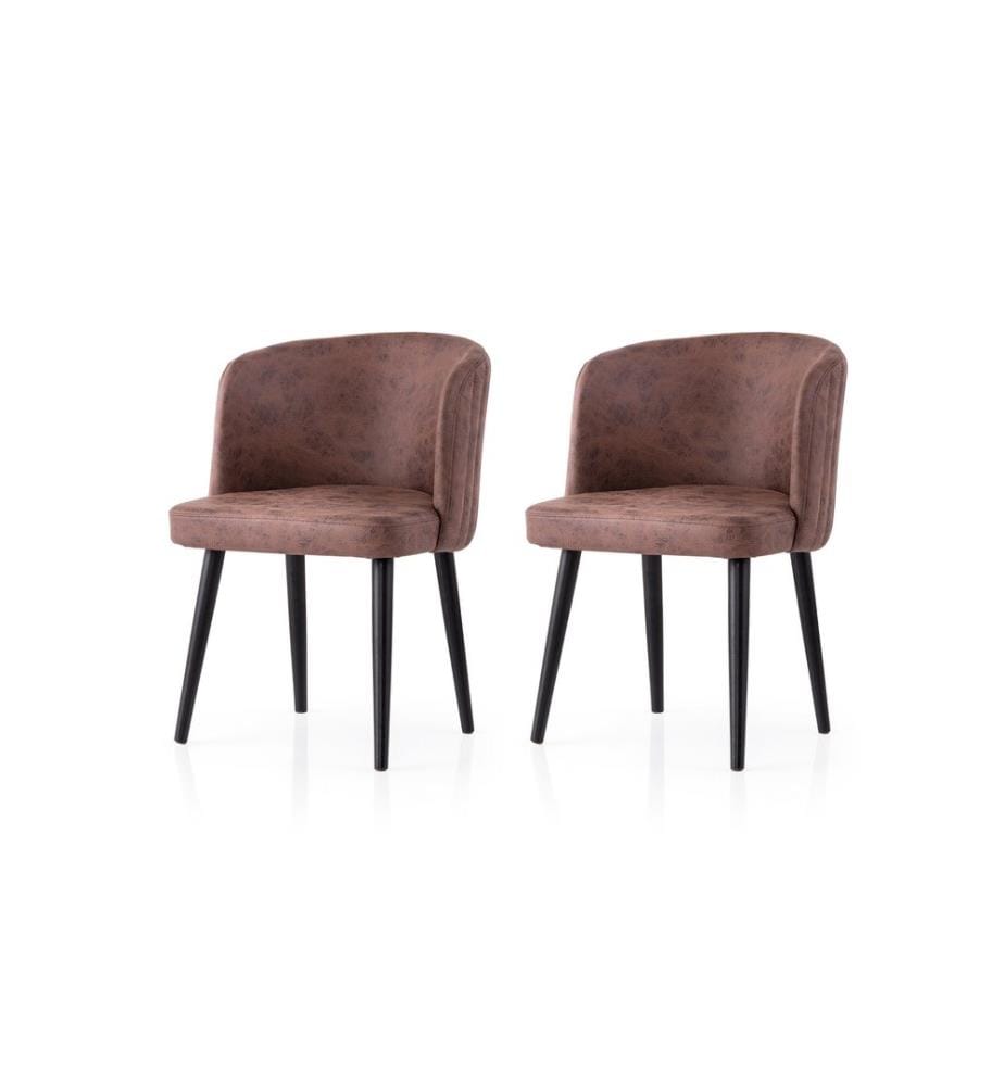 Ensemble de chaises, 2 pièces, noir, marron, structure : 100 % FER, assise : PANNEAU DE PARTICULES REVÊTU DE MÉLAMINE, pieds en bois de hêtre