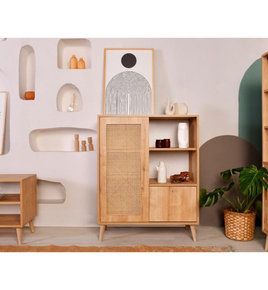 Armoire multifonctions, chêne, bois de charme, pieds en charme
