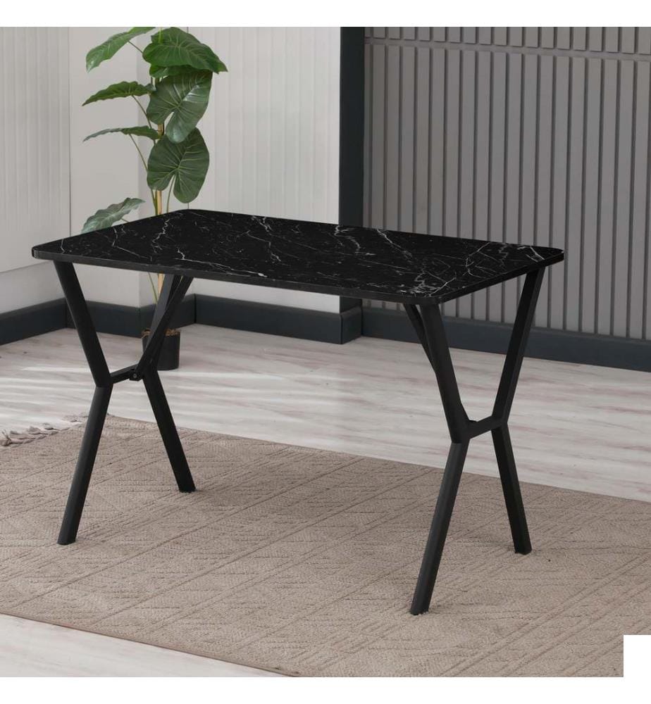 Table de salle à manger, noir, 100 % panneau de particules mélaminé