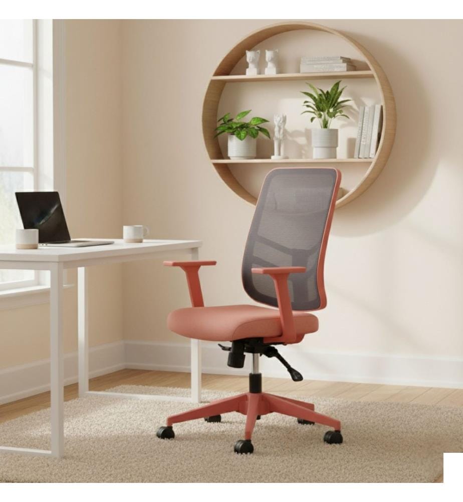 Chaise de bureau, couleur saumon, structure : 100 % plastique