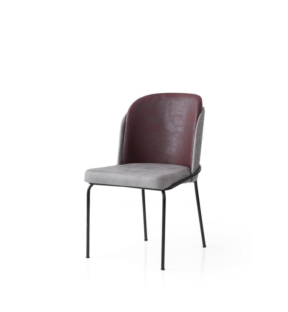 Ensemble de chaises, 2 pièces, gris, rouge bourgogne, structure : 100 % fer