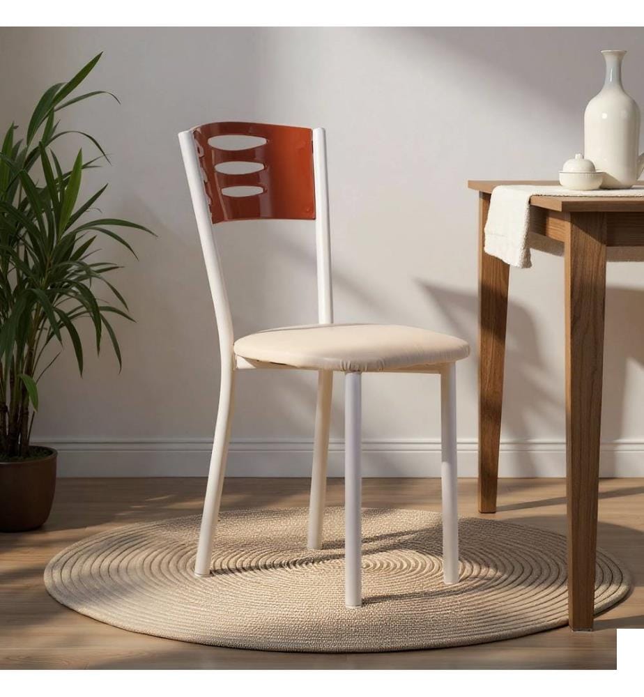 Ensemble de chaises, 2 pièces, marron, blanc, structure : 100% métal