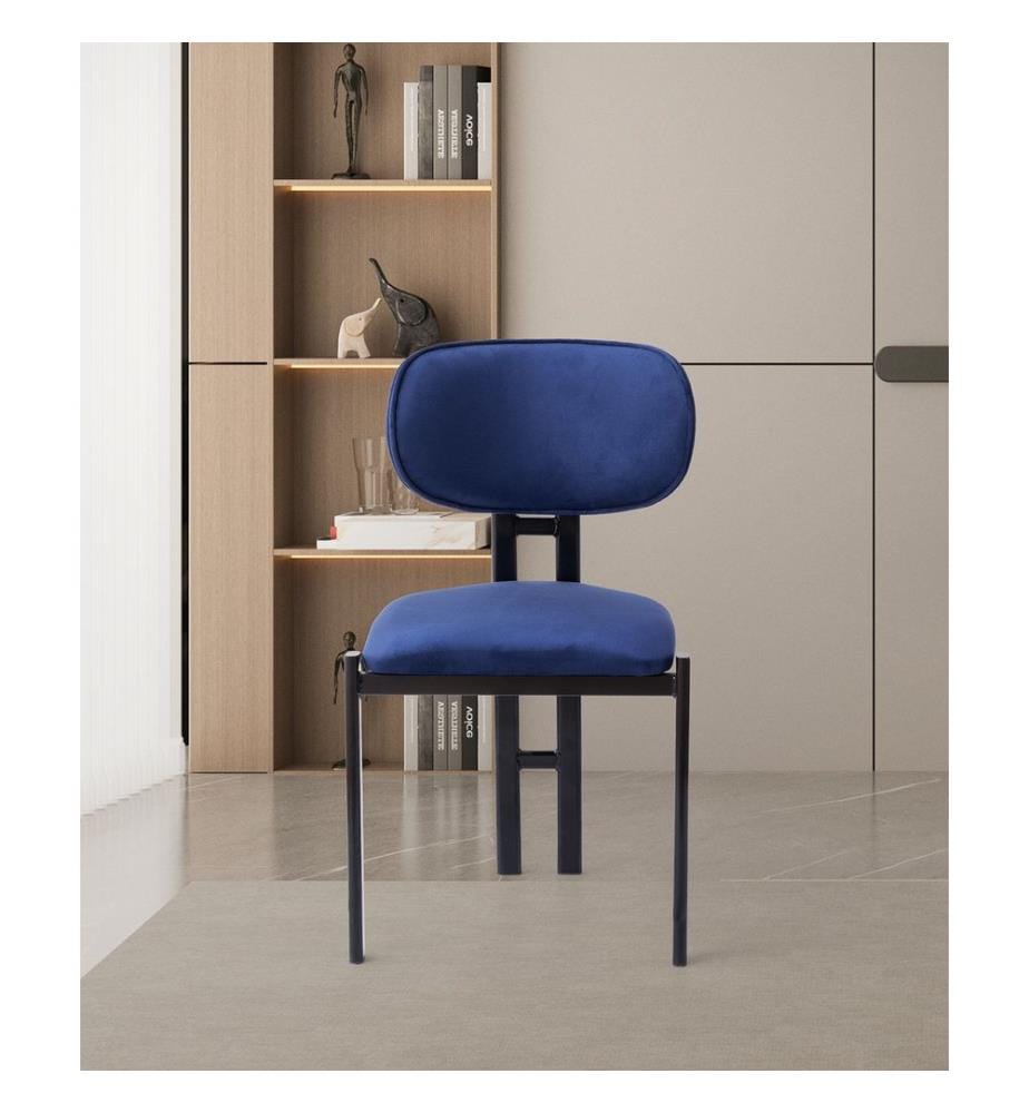 Set de chaises, 2 pièces, bleu marine, noir, 100 % métal
