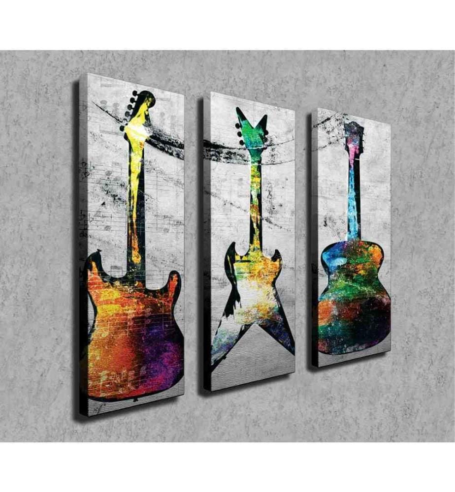 Peinture décorative sur toile, 3 pièces, multicolore, toile, cadre en bois