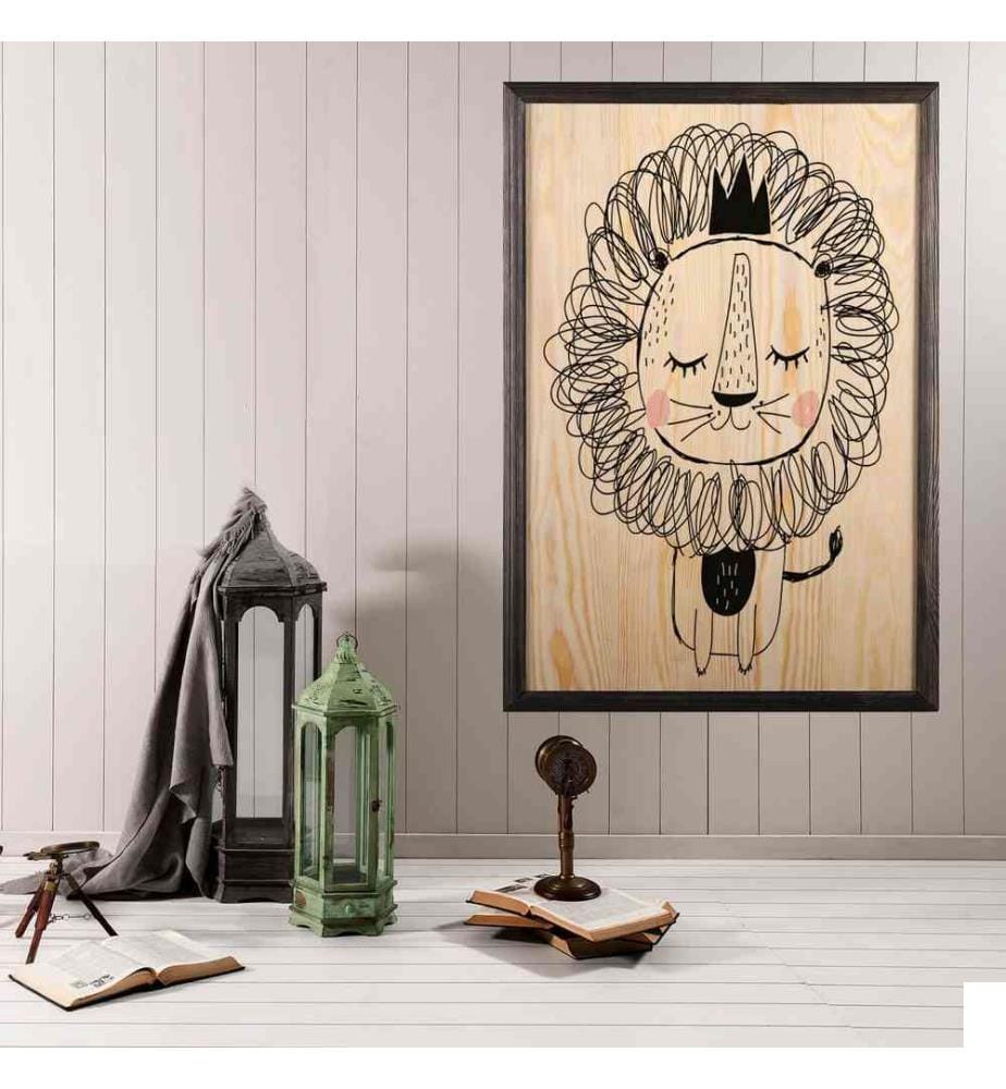 Peinture décorative en bois encadrée, multicolore, peinture en bois de pin, cadre en bois
