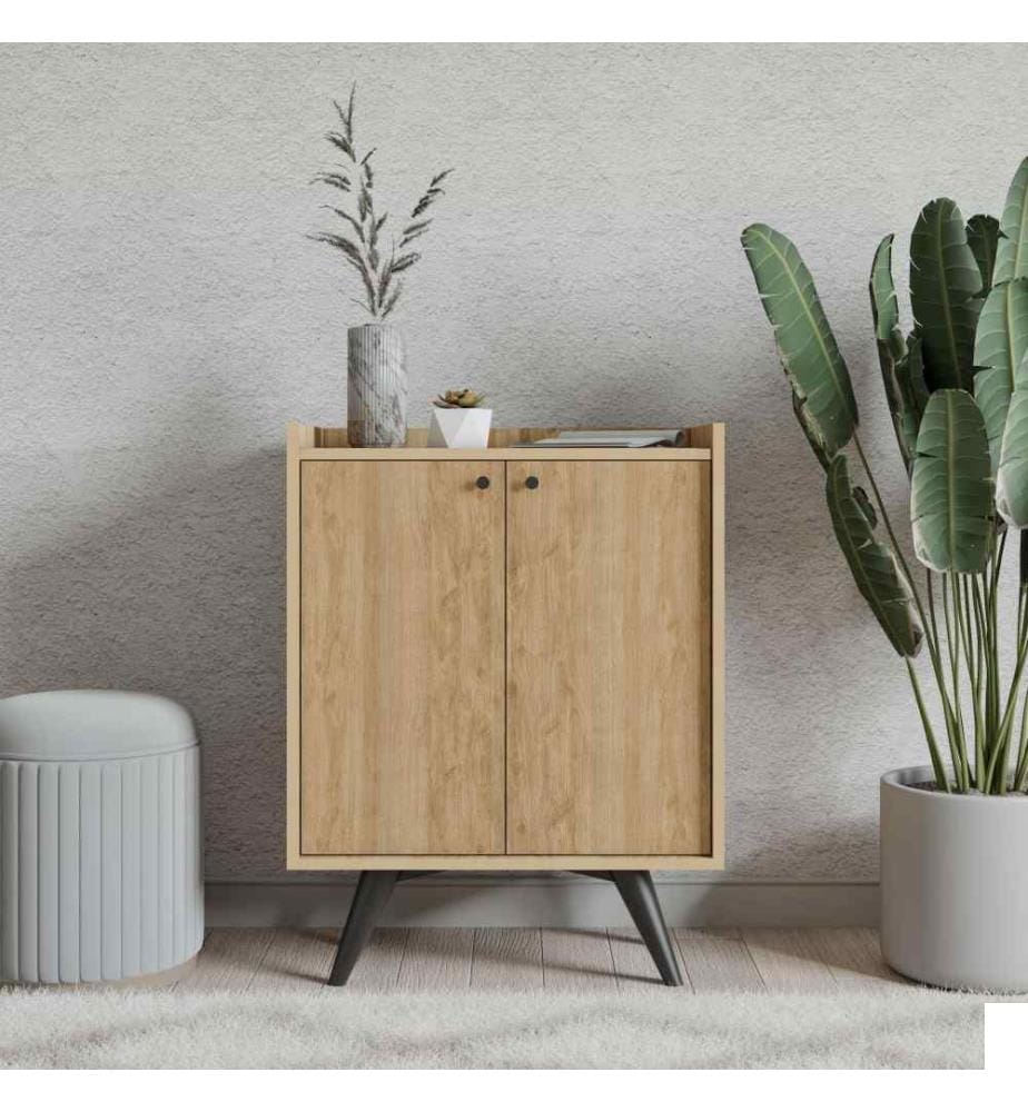 Armoire multifonctions, chêne, noir, panneau de particules mélaminé