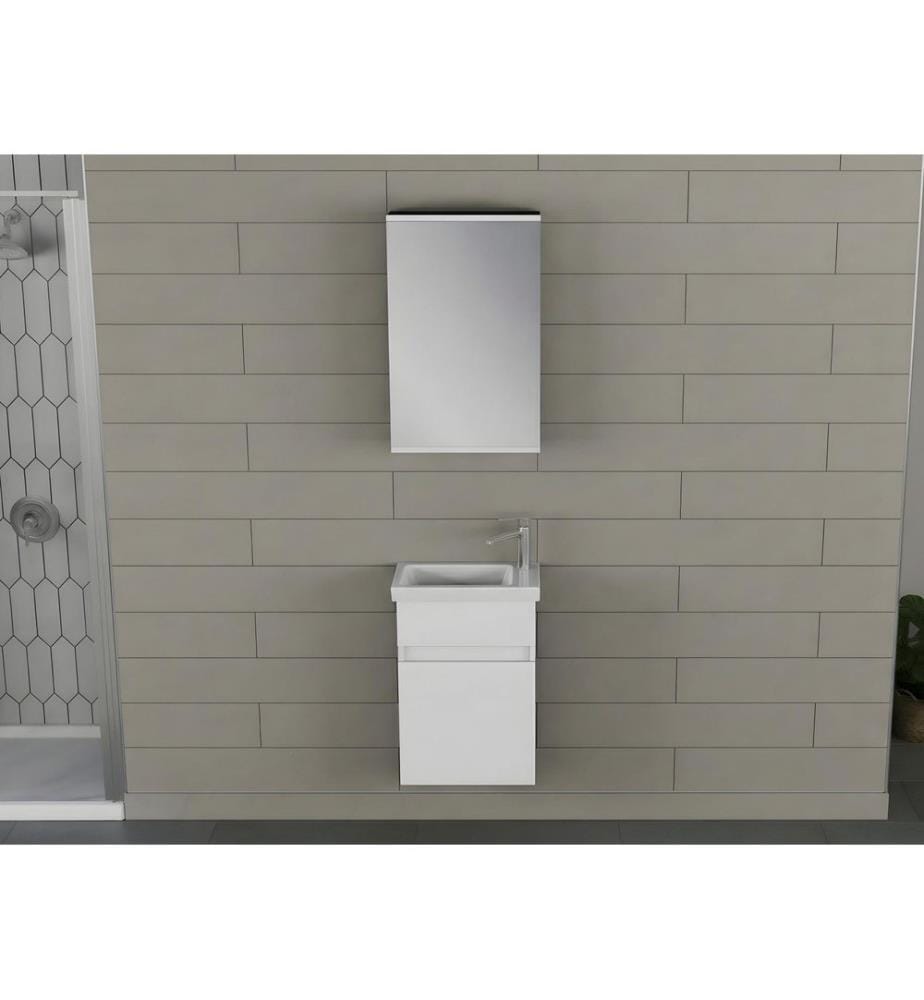 Ensemble meuble de salle de bain avec lavabo et miroir 2 pièces blanc mat panneau de particules 100 % recouvert de PVC
