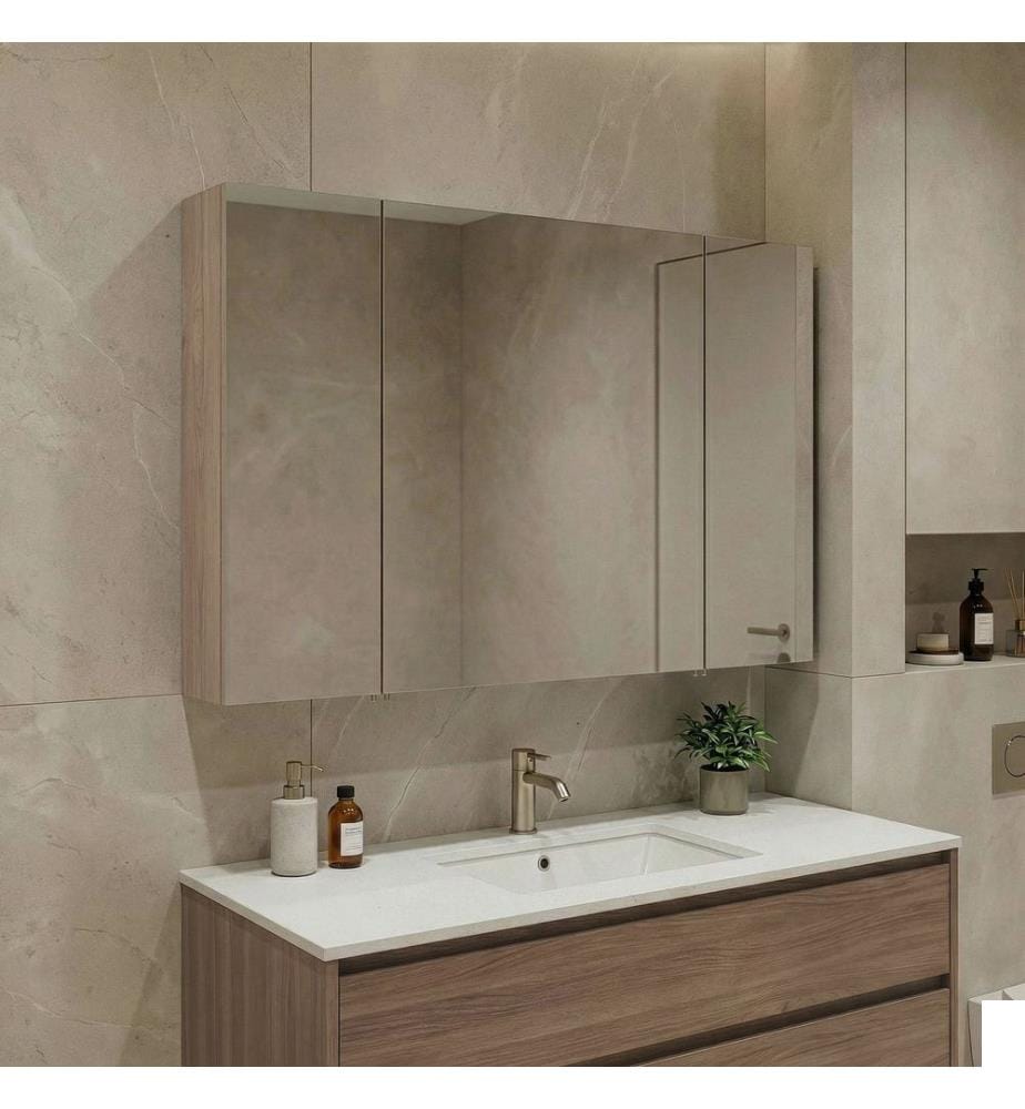 Meuble de salle de bain avec miroir chêne panneau de particules 100% recouvert de mélamine