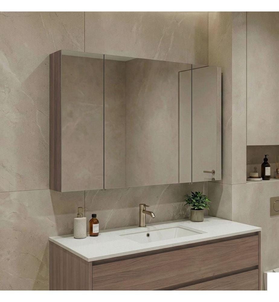 Meuble de salle de bain avec miroir noyer foncé panneau de particules 100 % recouvert de mélamine