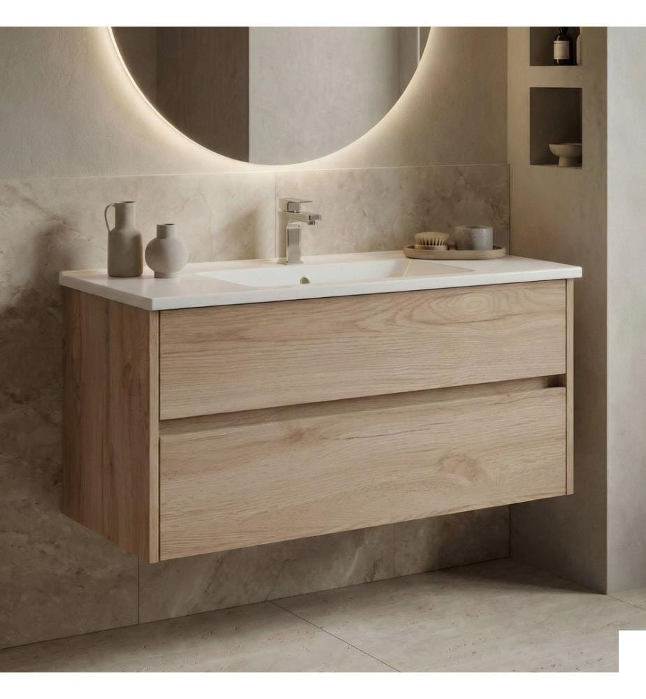 Meuble de salle de bain avec lavabo chêne panneau de particules 100 % recouvert de mélamine