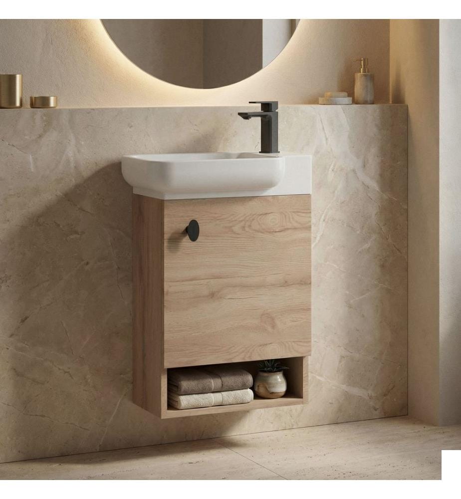Meuble de salle de bain avec lavabo chêne panneau de particules 100 % recouvert de mélamine