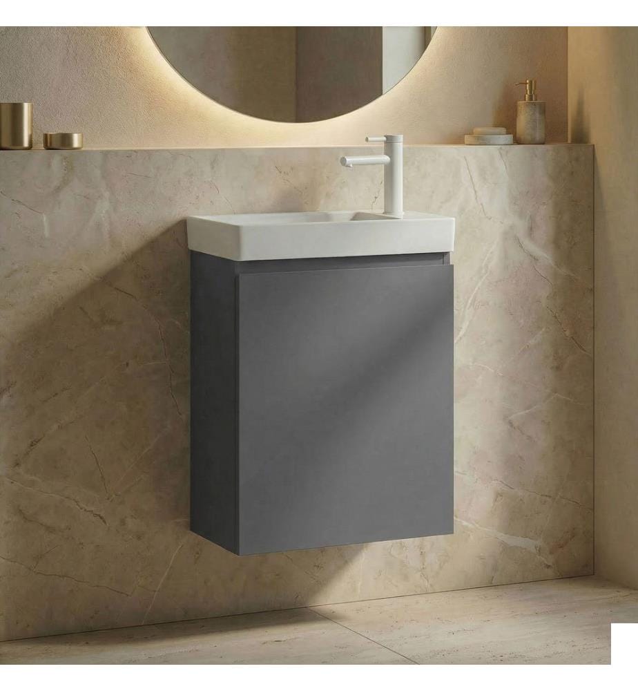 Meuble de salle de bain avec lavabo gris mat 100 % MDF PET mat