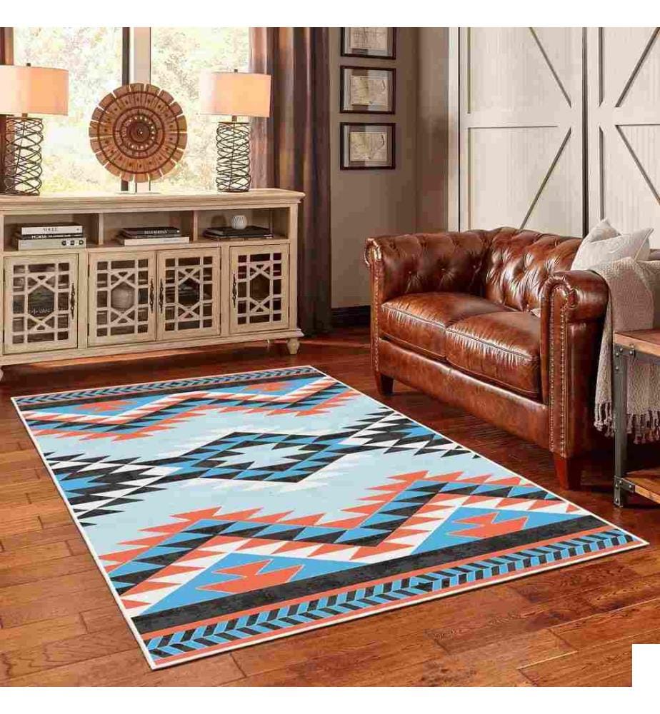 Tapis, bleu, 70% coton - 30% chenille, 180 x 280 cm