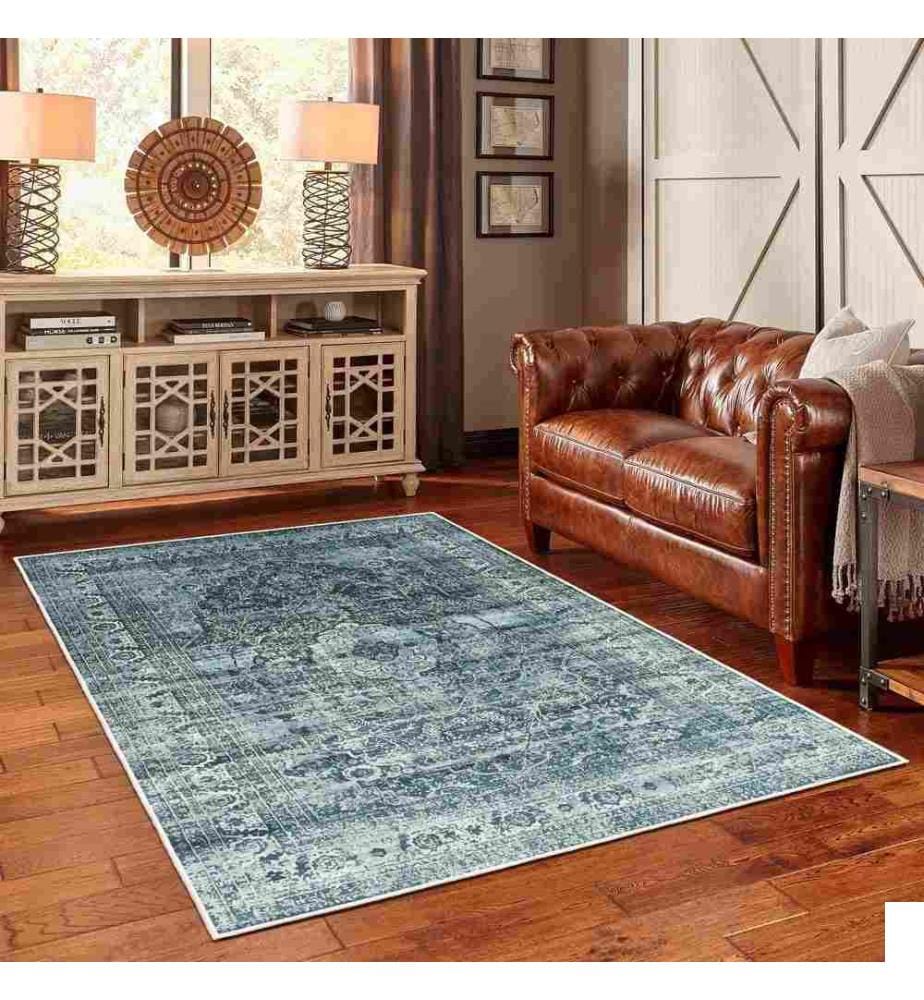 Tapis, bleu, 70% coton - 30% chenille, 200 x 300 cm