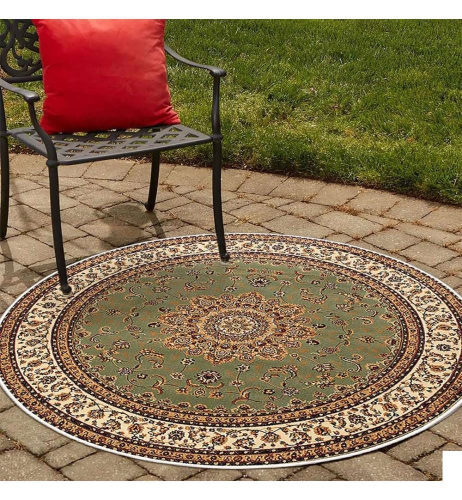 Tapis, vert, 70% coton - 30% chenille, 180 x 180 cm